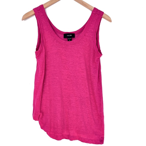 Red23 Pink Linen Tank Top with Asymmetrical Twist Hem - Picture 2 of 8